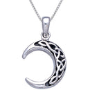 Sterling Silver Celtic Knot & Crescent Moon Pendant - 1 Inch, 925 Silver