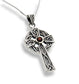 Large Celtic Knot Sun Cross Pendant with Garnet 18" Sterling Silver Necklace - Silver Insanity