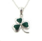 Green Enameled Irish Shamrock Lucky Clover Sterling Silver Pendant 18" Necklace - Silver Insanity