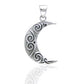 Celtic Spiral Crescent Moon Sterling Silver Pendant - Silver Insanity