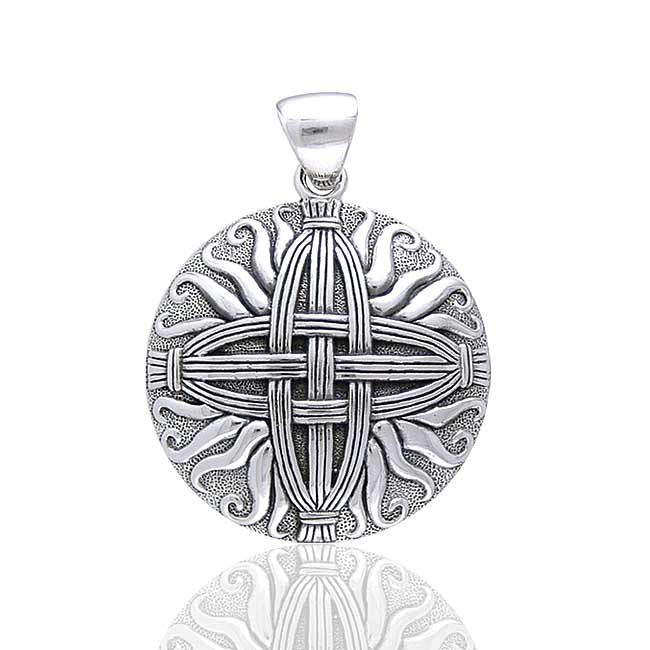 Sterling Silver Sunray Medallion St. Brigid's Celtic Woven Straw Cross ...