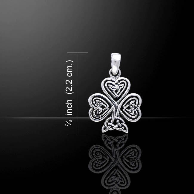 Celtic Knot Irish Shamrock 3-Leaf Clover Sterling Silver Pendant 18" Necklace - Silver Insanity