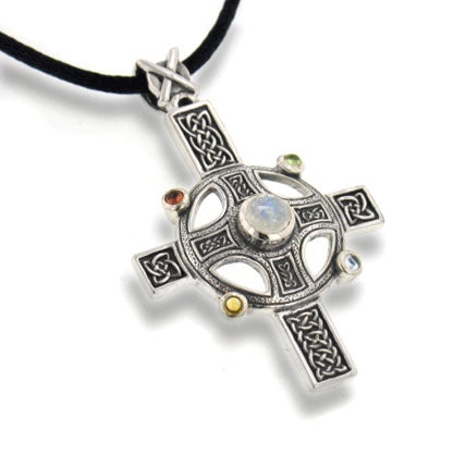 Divine Sunwheel Cross Sterling Silver Pendant Necklace - Silver Insanity