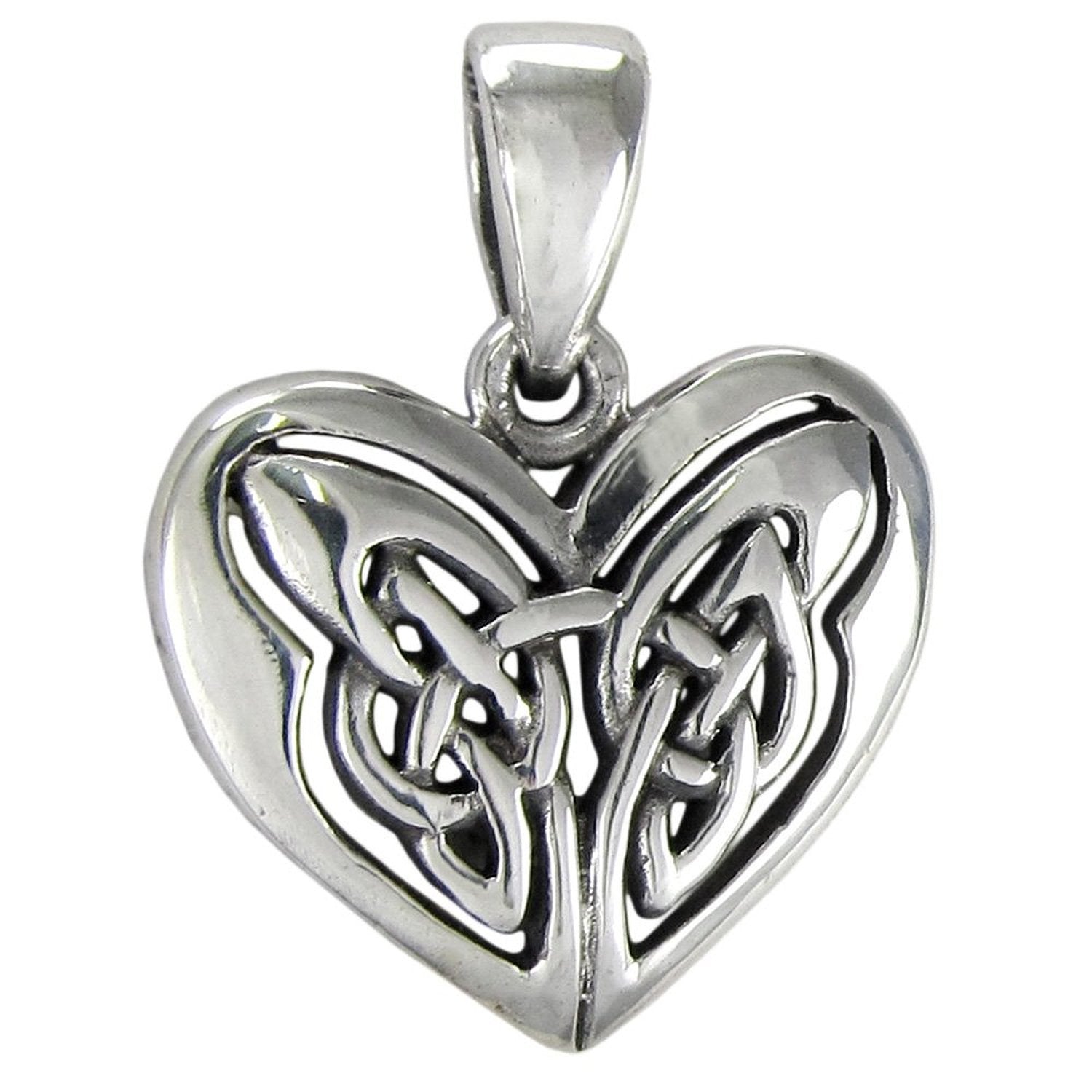 Celtic Knot Celtic Knot Eternal Heart Sterling Silver Pendant 18" Chain Necklace - Silver Insanity