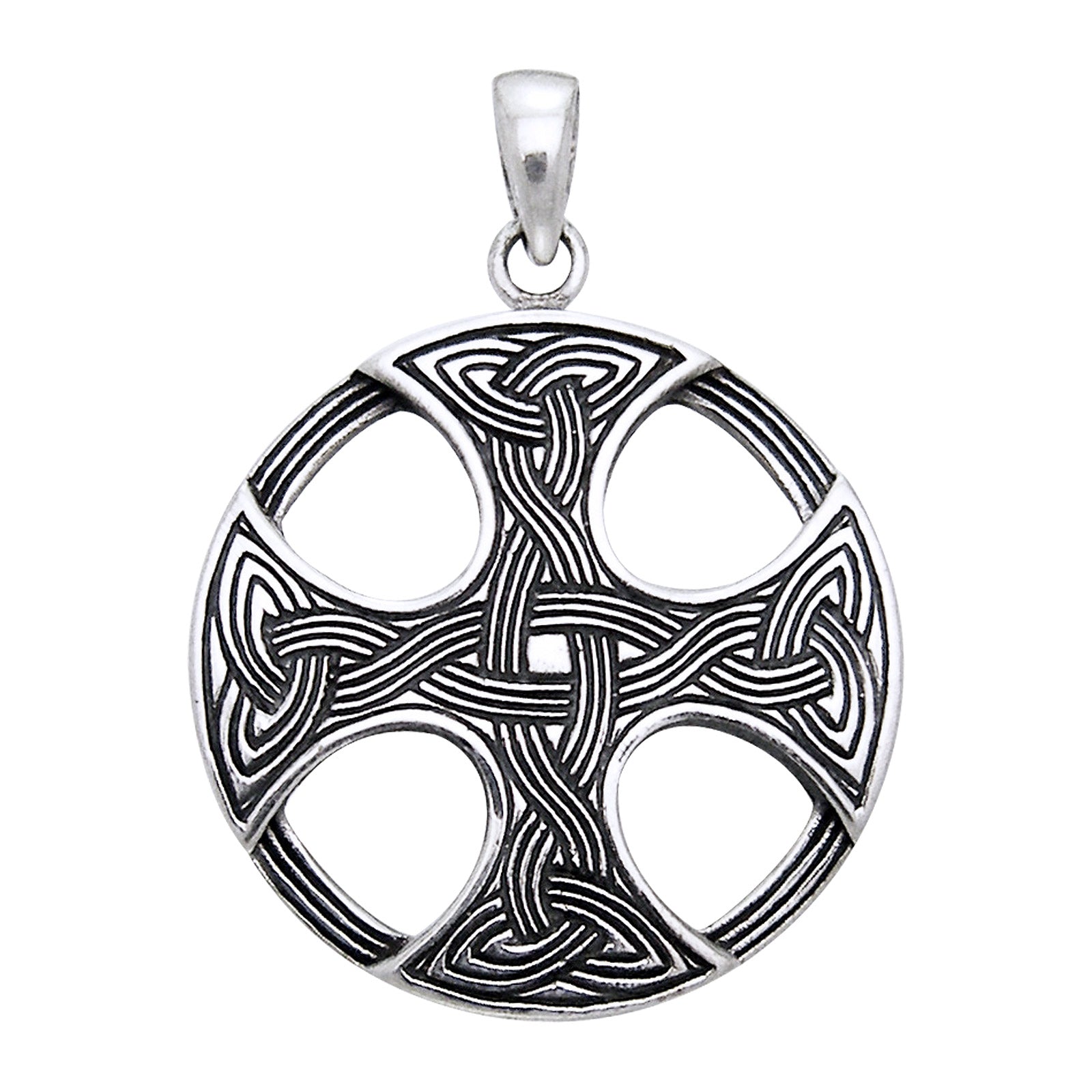 Sterling Silver Round Celtic Sun Knot Cross Pendant Charm - Silver Insanity