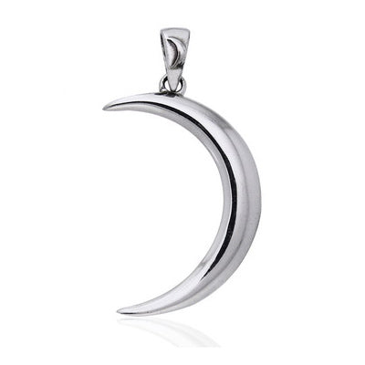 Large Crescent Moon - Lunar Magic Sterling Silver Pendant - Silver Insanity