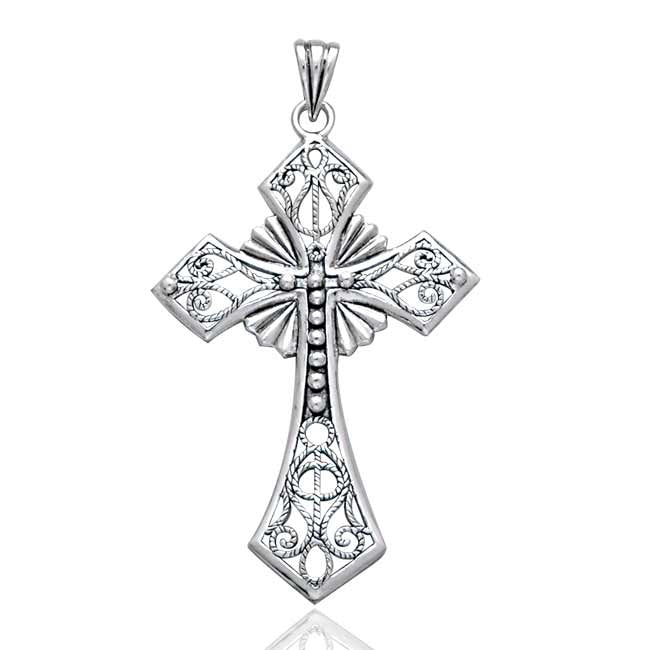 Large 3" Sterling Silver Celtic Cross Pendant Necklace - Silver Insanity