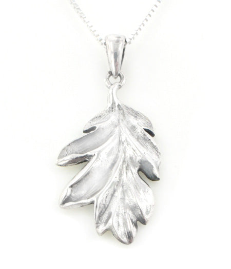 Secrets of the Wood Sterling Silver Oak Leaf Pendant with 18" Box Chain Necklace - Silver Insanity