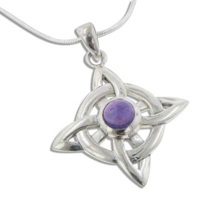Wheel of Being Amethyst Celtic Sterling Silver Necklace - Silver Insanity