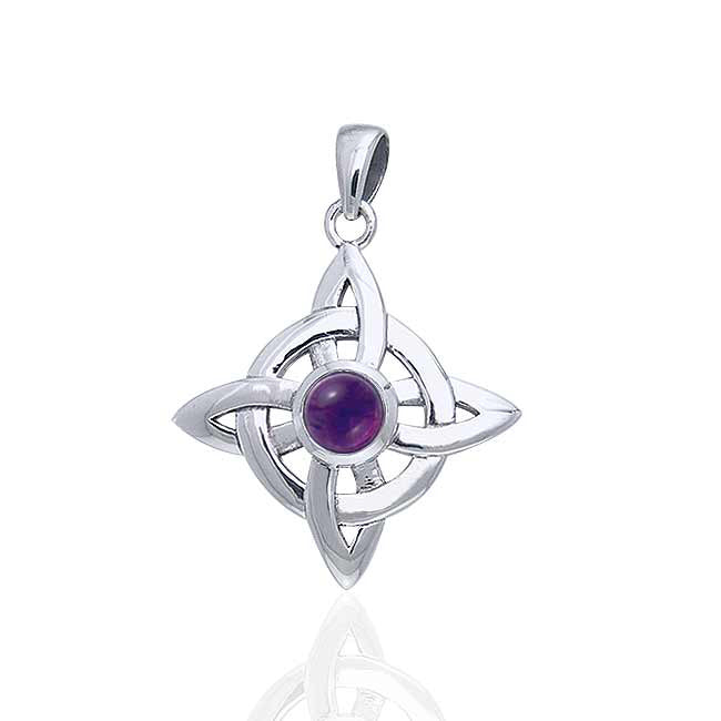 Wheel of Being Amethyst Celtic Sterling Silver Necklace - Silver Insanity
