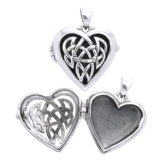 Large Celtic Knot Heart Aromatherapy Locket Sterling Silver Pendant - Silver Insanity