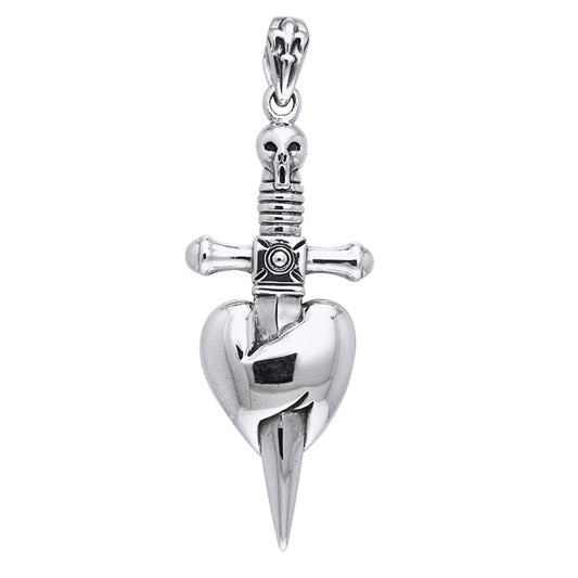 Dagger through the Heart - Skull and Sword Pirate Pendant Sterling Silver - Silver Insanity