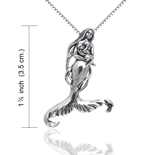 Seer's Child - Mother Mermaid and Baby Sterling Silver Pendant - Silver Insanity