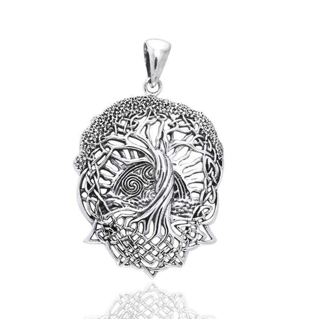 Rising Sun - Interconnect Celtic Knot Tree of Life Sterling Silver Pendant - Silver Insanity