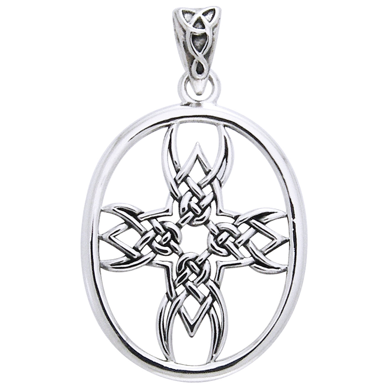Tribal Cross Symbol Celtic Knotwork Sterling Silver Pendant by Courtney Davis - Silver Insanity