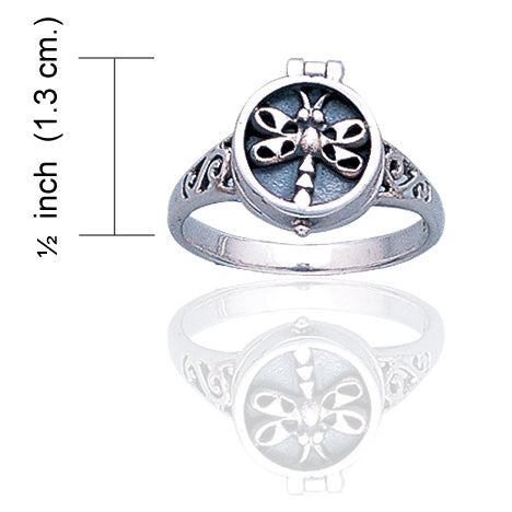 Sterling Silver Dragonfly Poison or Aromatherapy Scent Locket Ring - Silver Insanity