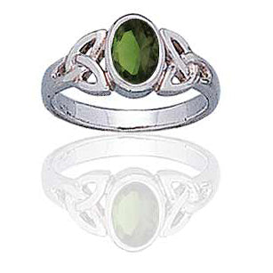 Sterling Silver Celtic Knot and Green Genuine Peridot Ring - Silver Insanity