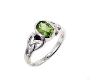 Sterling Silver Celtic Knot and Green Genuine Peridot Ring - Silver Insanity