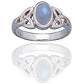 Sterling Silver Celtic Knot and Genuine Rainbow Moonstone Ring - Silver Insanity
