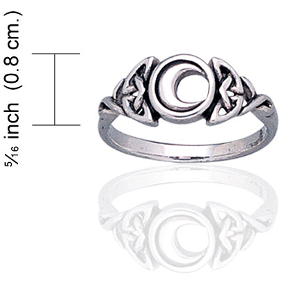 Sterling Silver Celtic Trinity Knot and Crescent Moon Ring - Silver Insanity