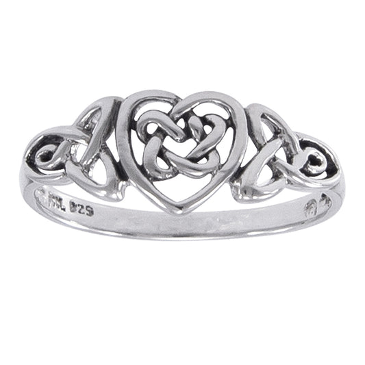 Sterling Silver Celtic Trinity Knot Heart Ring - Silver Insanity