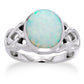 Large Created White Opal and Sterling Silver Celtic Knot Ring - Silver Insanity