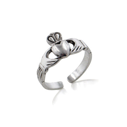 Sterling Silver Celtic Claddagh Toe Ring for Love, Loyalty, and Friendship - Silver Insanity