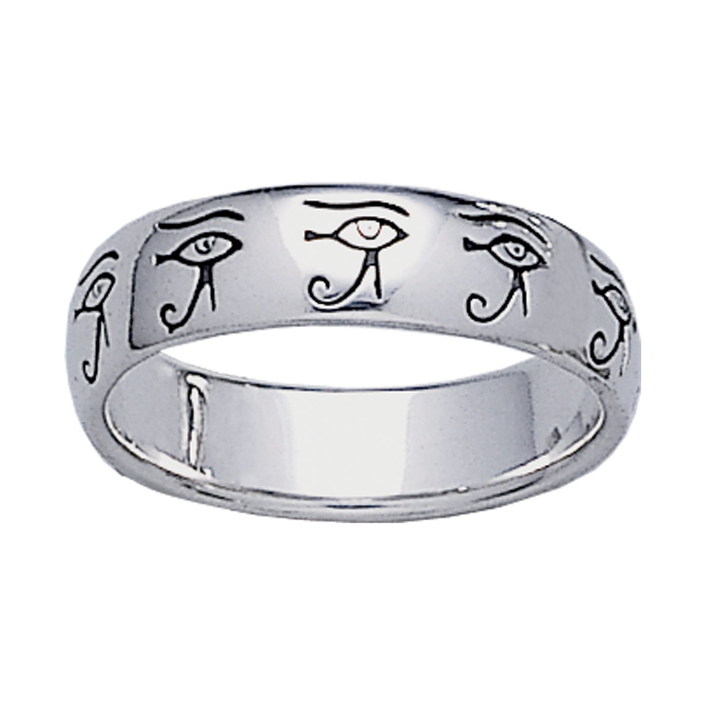 Egyptian Eye of Horus Sterling Silver Band Ring - Silver Insanity