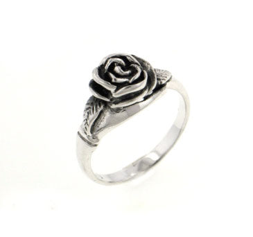 Small Sterling Silver Detailed Rose Flower Ring - Silver Insanity