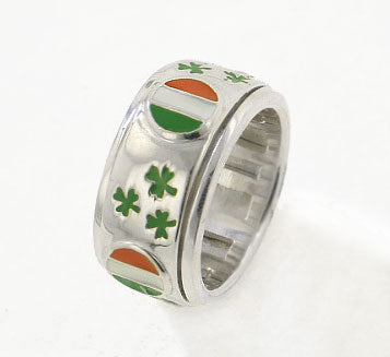 Sterling Silver Celtic Irish Flag Spinning Ring - Silver Insanity