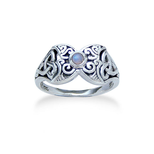 Sterling Silver Celtic Rainbow Moonstone Ring - Silver Insanity