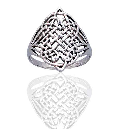 Large Intricate Four Point Celtic Eternity Knot Sterling Silver Ring - Silver Insanity
