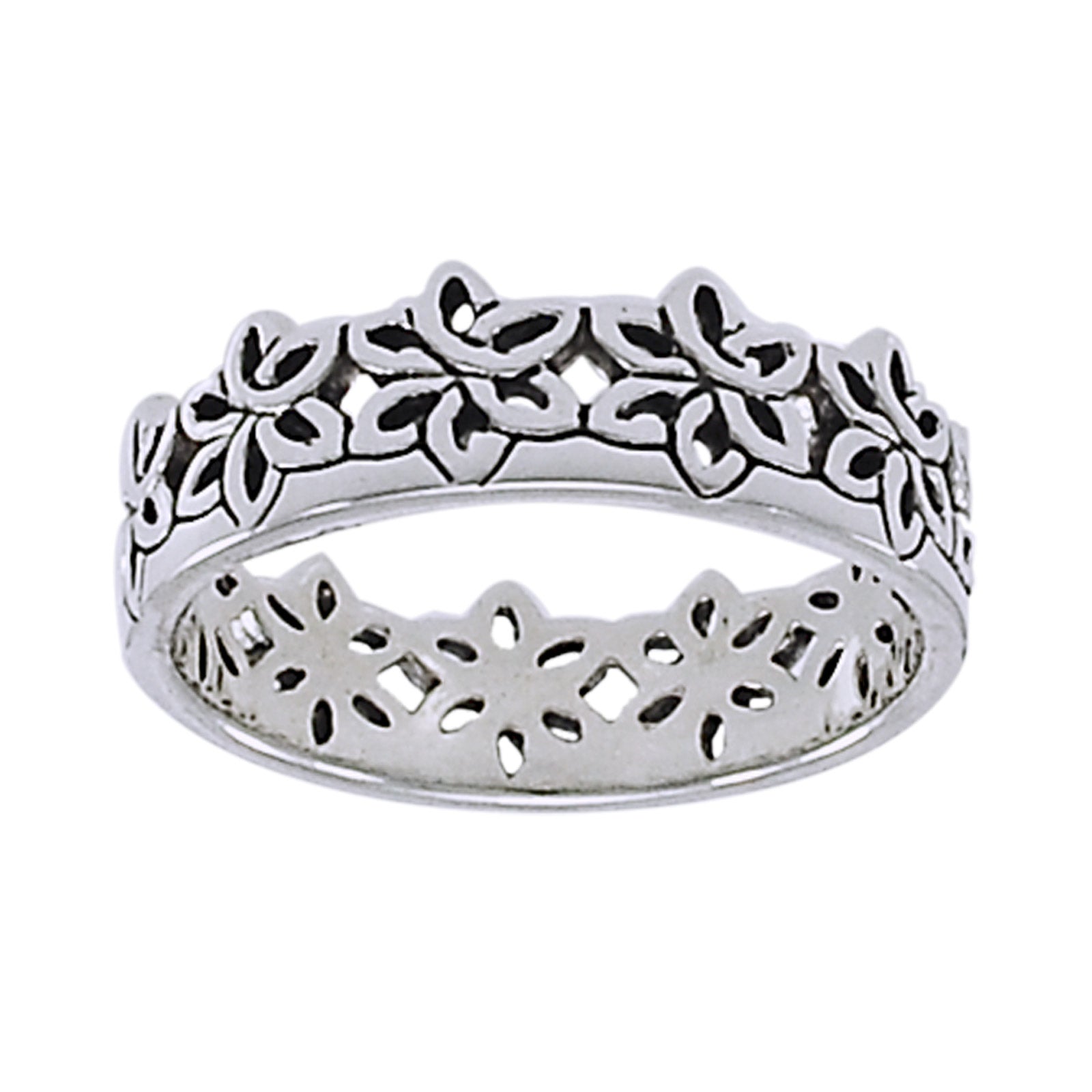 Celtic Flower Crown Sterling Silver Band Ring - Silver Insanity