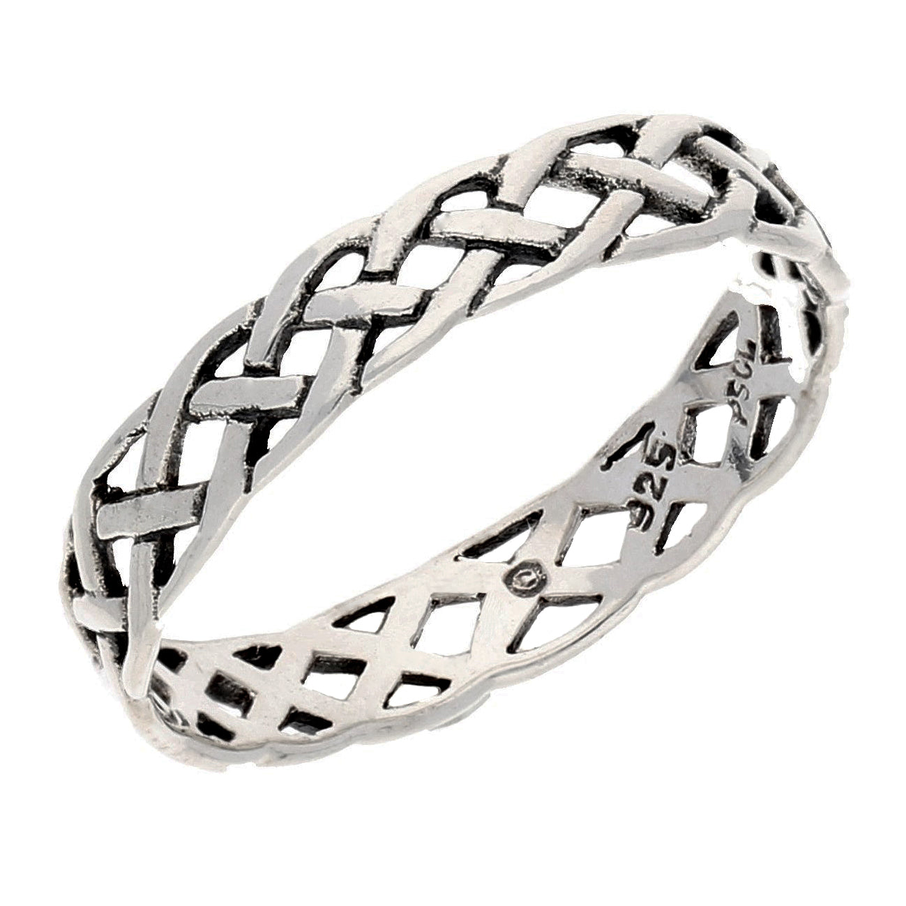 Narrow 4mm Neverending Celtic Knot Sterling Silver Pinky Band Ring - Silver Insanity