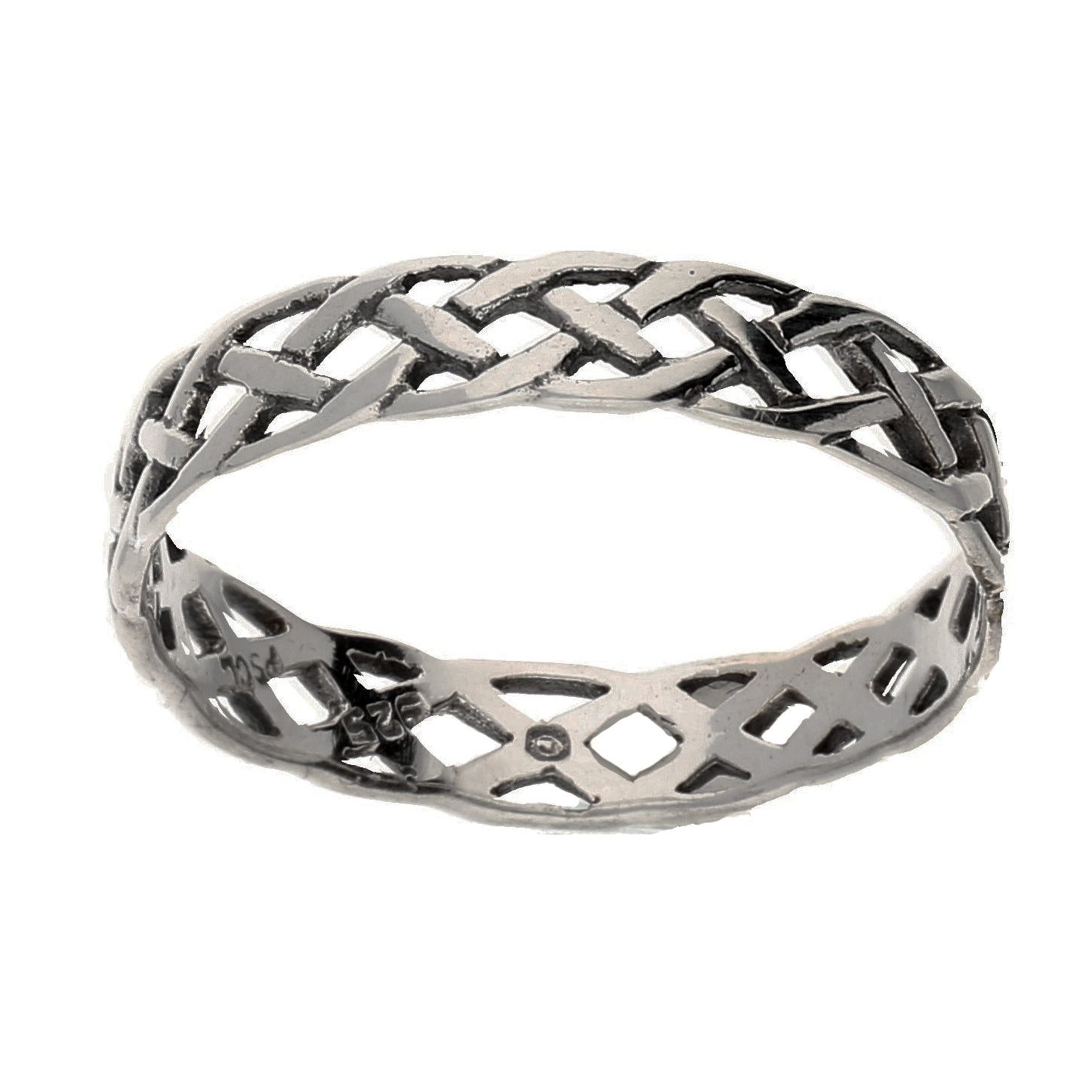 Narrow 4mm Neverending Celtic Knot Sterling Silver Pinky Band Ring - Silver Insanity