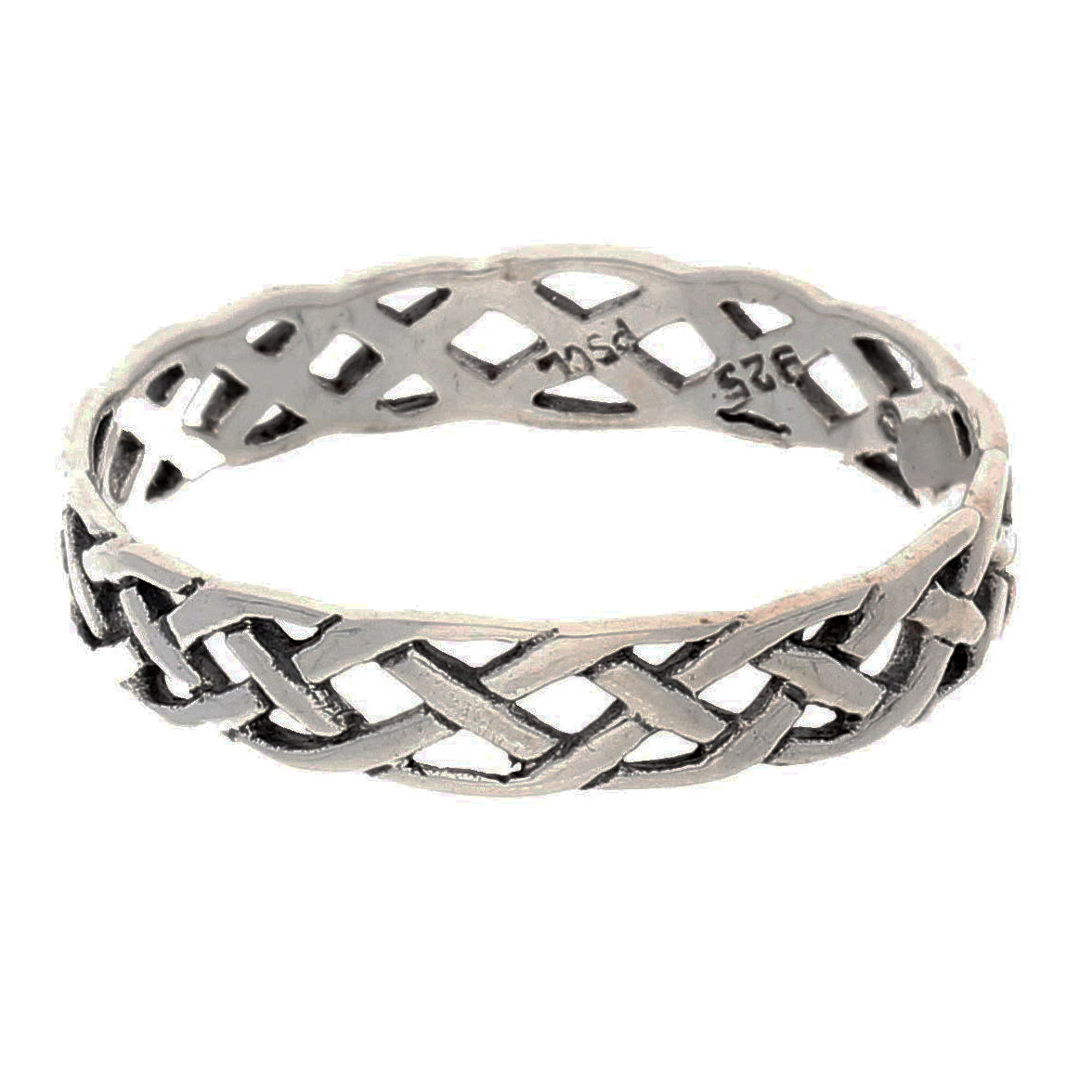Narrow 4mm Neverending Celtic Knot Sterling Silver Pinky Band Ring - Silver Insanity