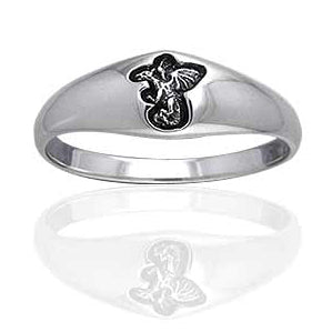 Small Sterling Silver 6mm Engraved Dragon Band Pinky Ring - Silver Insanity