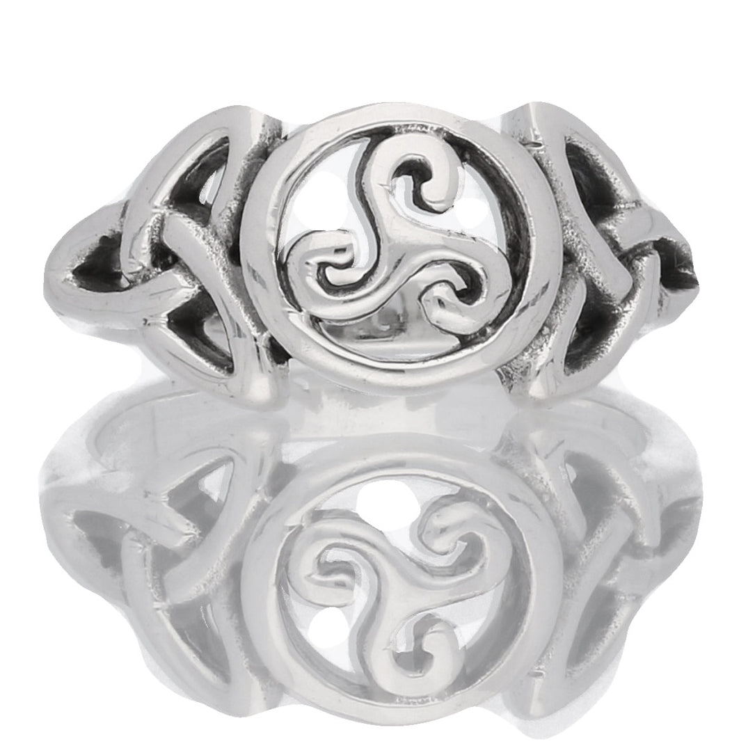 Triple Spiral Celtic Knot Triskele Trinity Sterling Silver Ring - Silver Insanity