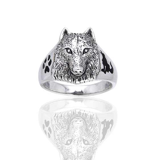 Sterling Silver Animal Paw and Wolf Head Ring - Silver Insanity