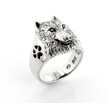 Sterling Silver Animal Paw and Wolf Head Ring - Silver Insanity