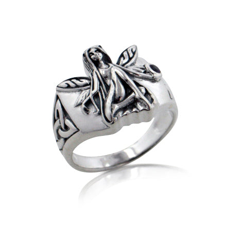 Sterling Silver Celtic Knot Fairy Amethyst Ring - Silver Insanity