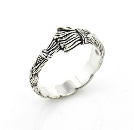 Native American Wolfwalker Braided Sweetgrass Sterling Silver Band Rin ...