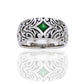 Celtic Maori Star Band Sterling Silver Green Glass Ring - Silver Insanity