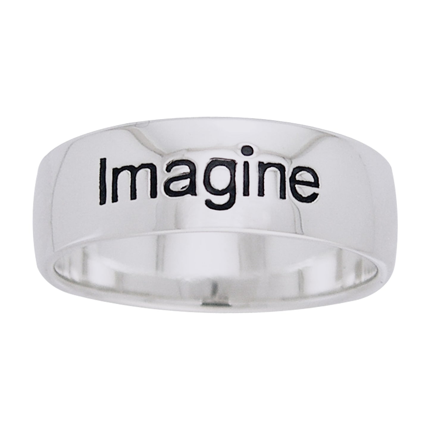 Imagine - Words of Wisdom 6mm Band Ring - Sterling Silver