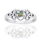 October Birthstone Sterling Silver Opal Celtic Trinity Knot Heart