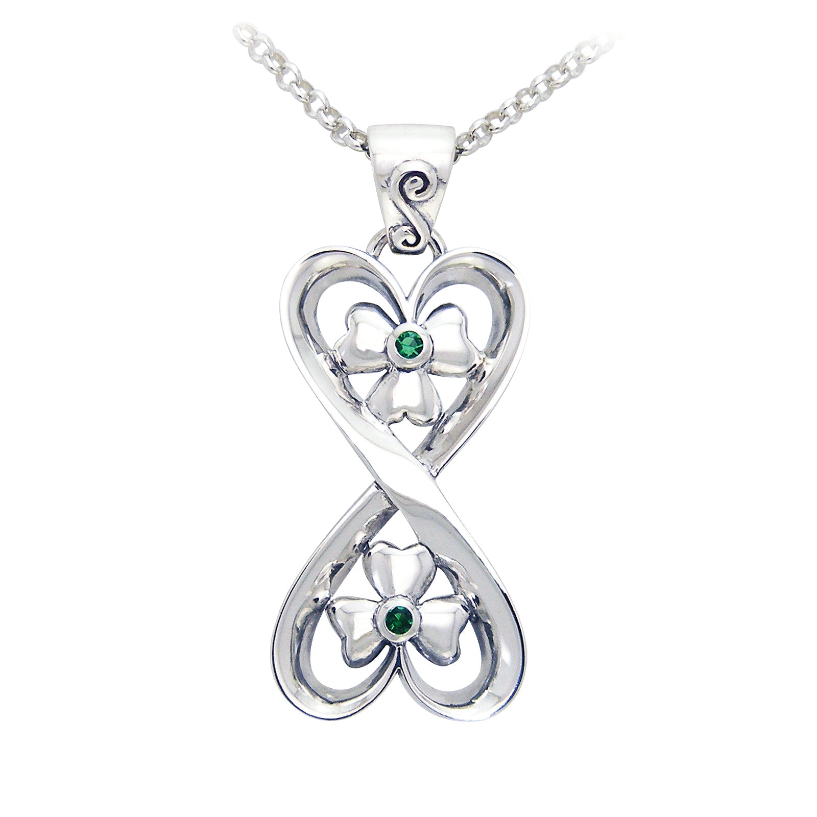 Connected Hearts - Spirit of Danu Shamrock Pendant Sterling Silver 18" Necklace - Silver Insanity