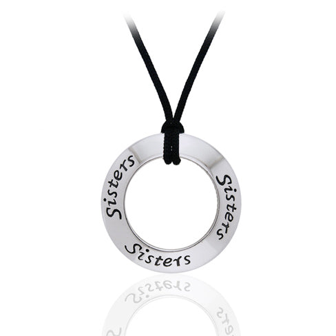 Sisters Words of Power Sterling Silver Affirmation Ring Pendant Necklace - Silver Insanity