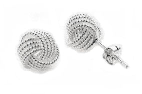 Small Classy Love Knot Post Stud Sterling Silver Earrings - Silver Insanity
