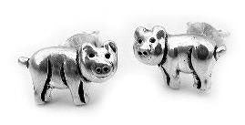 Pig Sterling Silver PIGGY Post Stud Earrings Happy Pigs - Silver Insanity