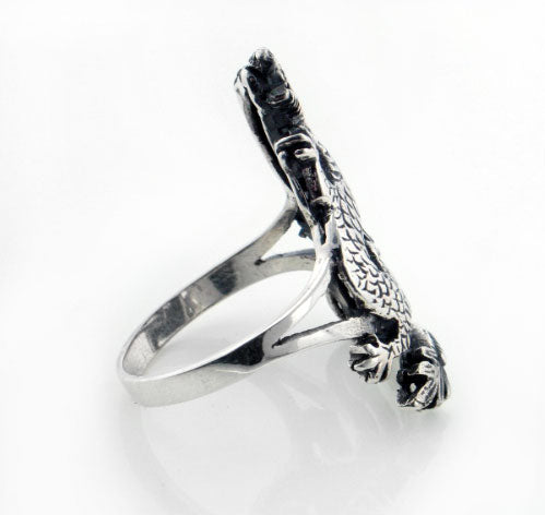 Tall Sterling Silver Large Bikers DRAGON Ring - Silver Insanity